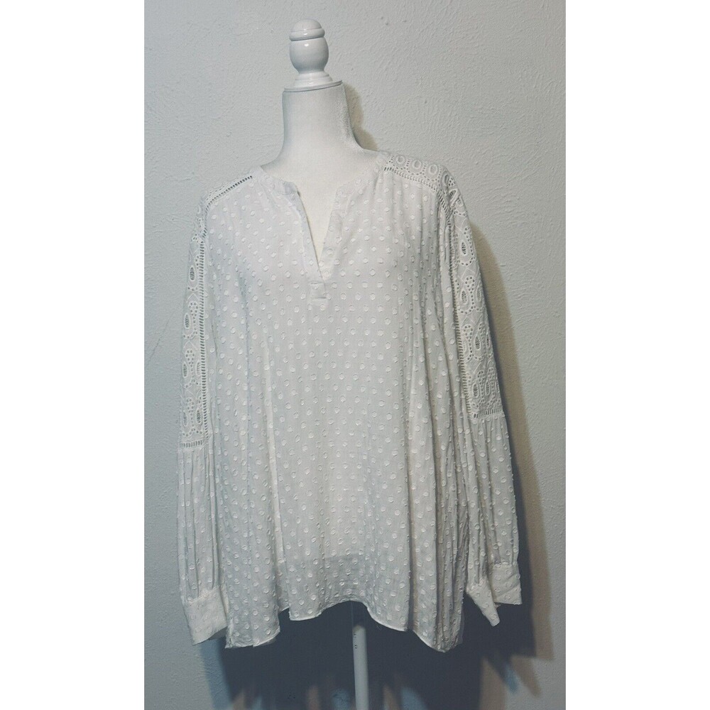 Soft Surroundings Women Size 3X  Embroidery Eyelet Lined Blouse Feminine Staple